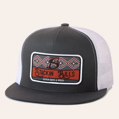 Stackin Bills Charcoal & White Bartender Logo Patch Cap In Gray