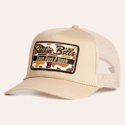 Stackin Bills Khaki Camo Stump Patch Curved Bill Mesh Cap In Brown