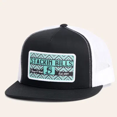 Stackin Bills Men's Black & Turquoise Aztec Logo Patch Cap