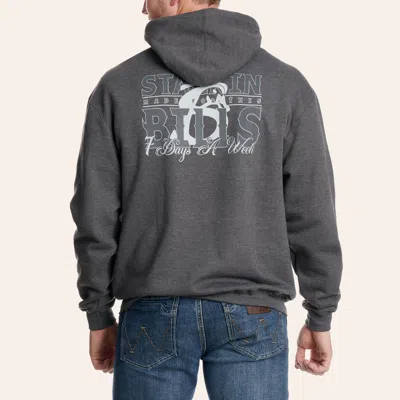 Stackin Bills Men's Heather Charcoal Logo Graphic Hoodie In Gray