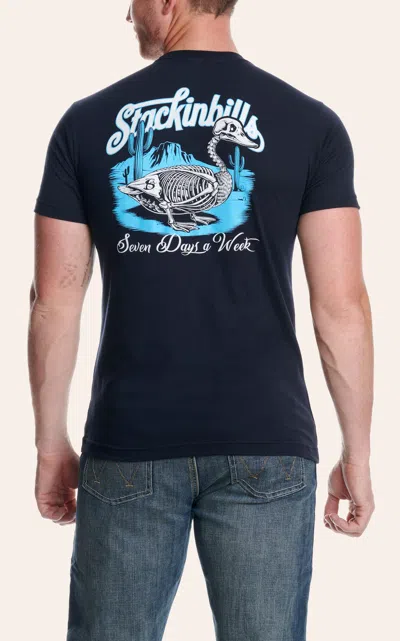Stackin Bills Men's Navy Duck Skull Graphic T-shirt In Blue