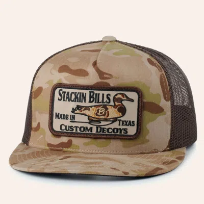 Stackin Bills Mossy Brown Camo & Duck Logo Patch Cap In Multi