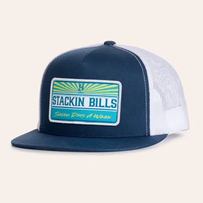 Stackin Bills Navy & White Shine Logo Patch Cap In Blue