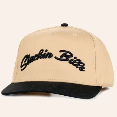 Stackin Bills Sand & Black Embroidered Logo Snapback Cap In Neutral