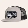 Stackin Bills Silver & Black Logo Patch Flat Bill Trucker Cap In Gray
