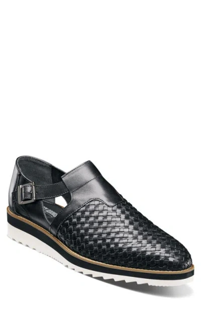 Stacy Adams Alvarado Woven Buckle Fisherman Sandals In Black