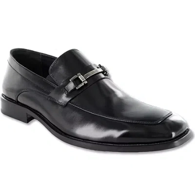 Stacy Adams Blake Mens Leather Moc-toe Slip-on Dress Shoes In Black