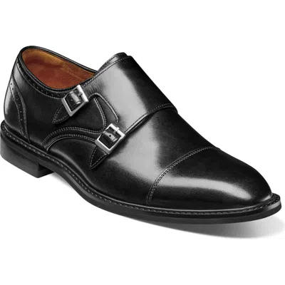 Stacy Adams Boswell Cap Toe Double Monk Strap In Black