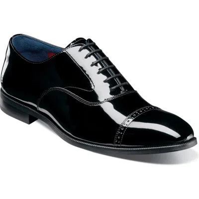 Stacy Adams Concorde Ii Patent Cap Toe Wholecut Shoe In Black Patent
