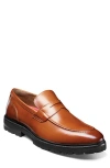 Stacy Adams Hazleton Apron Toe Lugged Penny Loafer In Brown