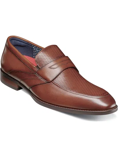 Stacy Adams Karnes Mens Leather Slip On Loafers In Brown