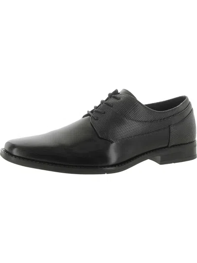 Stacy Adams Kirkley Mens Leather Textured Oxfords In Black