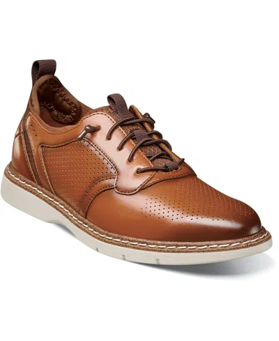Stacy Adams Little And Big Boys Sync Plain Toe Elastic Lace Up Dress Shoe In Cognac
