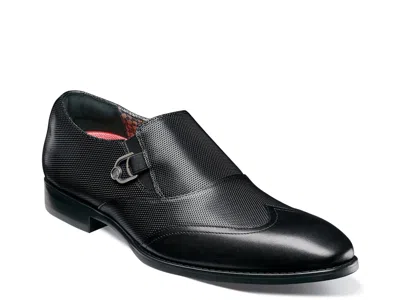Stacy Adams Lockwood Wingtip Monk Strap Slipon In Black