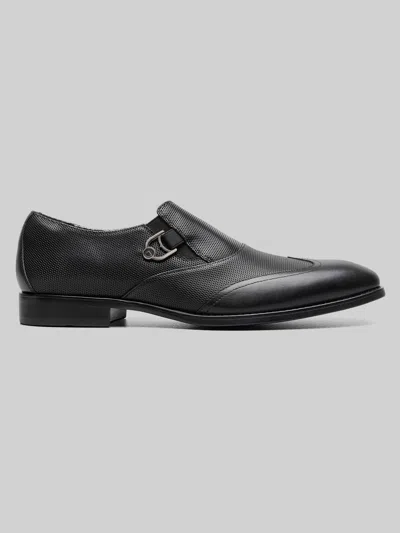 Stacy Adams Lockwood Wingtip Ornament Slip-on Shoes In Black