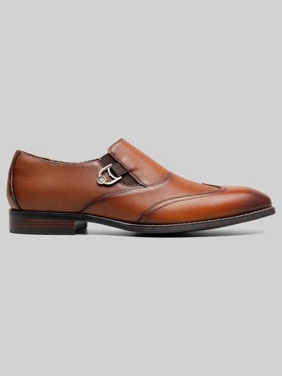 Stacy Adams Lockwood Wingtip Ornament Slip-on Shoes Cognac - Size: 10 D-width In Brown
