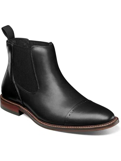 Stacy Adams Maury Mens Leather Toe Cap Chelsea Boots In Black