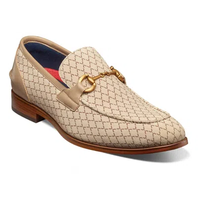 Stacy Adams Men's Brinkley Moc Toe Bit Slip Ons In Beige In Neutral