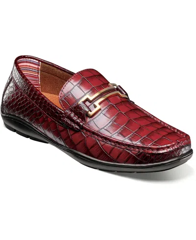 Stacy Adams Men's Embrey Moc Toe Bit Slip On Loafer In Wine