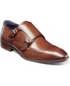 Stacy Adams Karson Mens Leather Brogue Monk Shoes In Cognac