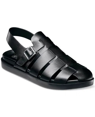 Stacy Adams Montego Mens Faux Leather Closed Toe Fisherman Sandals In Black