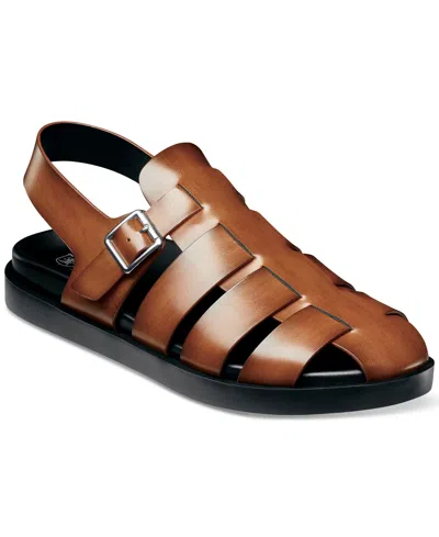 Stacy Adams Men's Montego Slingback Faux-leather Buckle Sandals In Cognac