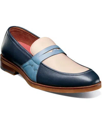 Stacy Adams Men's Prichard Moc Toe Penny Slip On Loafer In Navy Multi
