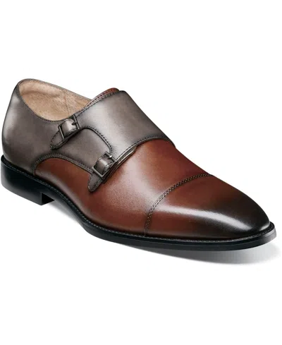 Stacy Adams Men's Raythorne Cap Toe Double Monk Strap Shoes In Brown,gray