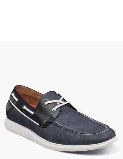 Stacy Adams Men's Reid Moc Toe Boat Shoe In Navy In Black