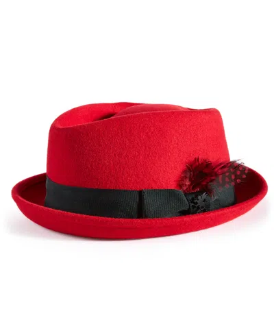 Stacy Adams Men's Wool Diamond Crown Fedora In Red