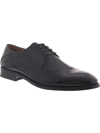 Stacy Adams Tiramico Mens Leather Croc Embossed Oxfords In Black