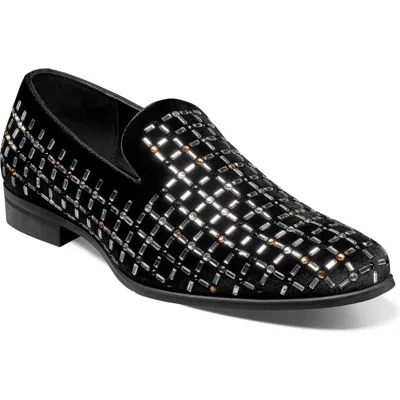 Stacy Adams Stallford Rhinestone Venetian Slip-on Loafer In Black Multi