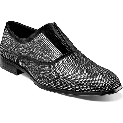 Stacy Adams Starleigh Rhinestone Slip-on Loafer In Black/silver