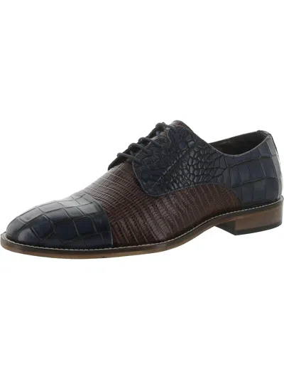 Stacy Adams Talarico Mens Leather Animal Print Derby Shoes In Black