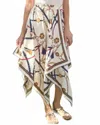 Stacy Bradley Midi Scarf Skirt In Beige In Multi