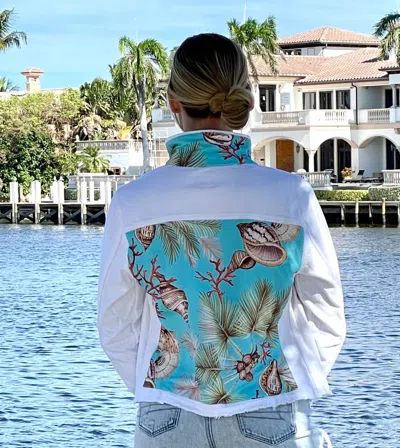 Stacy Bradley Tropical Shells Denim Jacket In White