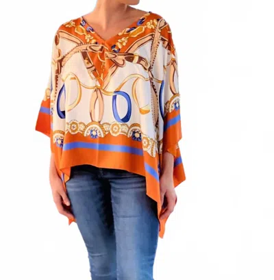Stacy Bradley V-neck Tunic Top In Orange Straps