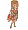 Stacy Bradley Women's Scarf Dress In Sage Coral In Multi