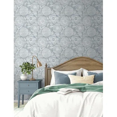 Stacy Garcia Home Bluestone Faux Grass Floral Peel And Stick Wallpaper