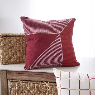 Stacy Garcia Home Embroidered Cotton Throw Pillow In Pillow Cover Only - No Insert,red,white