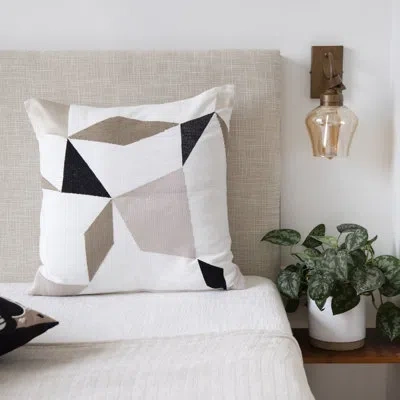 Stacy Garcia Home Embroidered Throw Pillow In Ivory,tan,black,pillow Cover Only - No Insert