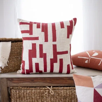 Stacy Garcia Home Embroidered Throw Pillow In Red,ivory,pillow Cover Only - No Insert