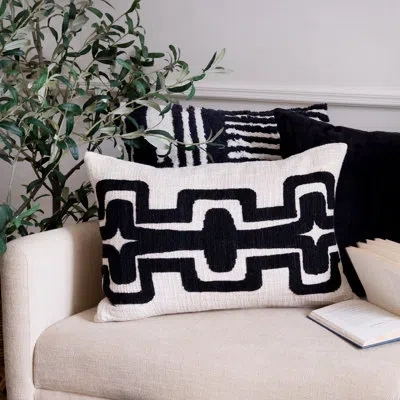 Stacy Garcia Home Geometric Handmade Cotton Wool Blend Decorative Throw Pillow In Onyx,ivory,pillow Cover Only - No Insert