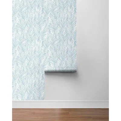 Stacy Garcia Home Harbour Mod Palm 18' L X 20.5" W Peel And Stick Wallpaper Roll In Blue Skies
