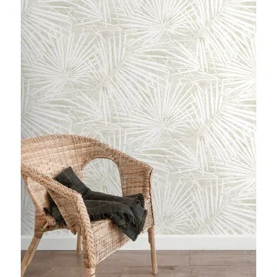 Stacy Garcia Home Natural Fossil Palm Peel And Stick Wallpaper In Tan,cream