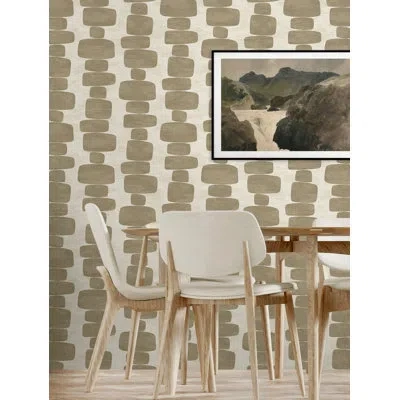 Stacy Garcia Home Tan Stripe Block Geometric Peel And Stick Wallpaper