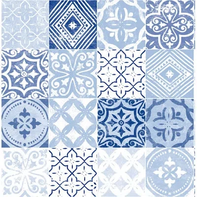 Stacy Garcia Home Tilework 18' L X 20.5" W Peel And Stick Wallpaper Roll In Glacier Blue