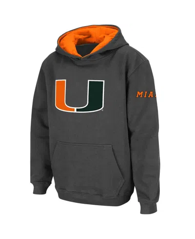 Stadium Athletic Kids' Big Boys  Charcoal Miami Hurricanes Big Logo Pullover Hoodie