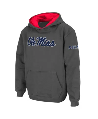Stadium Athletic Kids' Big Boys  Charcoal Ole Miss Rebels Big Logo Pullover Hoodie