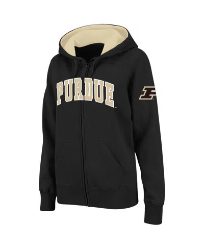 Stadium Athletic Women's  Black Purdue Boilermakers Arched Name Full-zip Hoodie